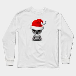 Baby Koala Wearing a Santa Hat Long Sleeve T-Shirt